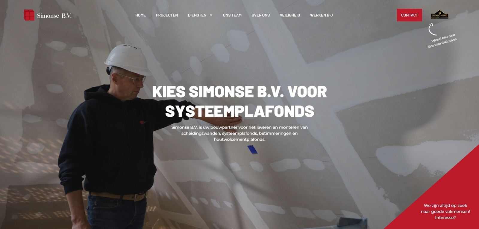 Screenshot homepagina Simonse B.V.